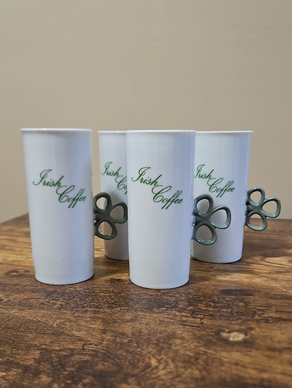The Toscany Collection Porcelain Irish Coffee Shamrock Clover Cup Set Of 4